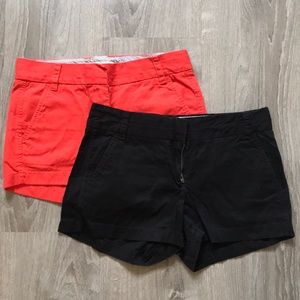 J crew chino shorts lot of two black orange size 2